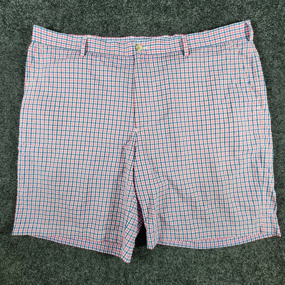 NWOT Peter Millar Crown Sport Seersucker Shorts Mens 42 Pink Blue Gingham